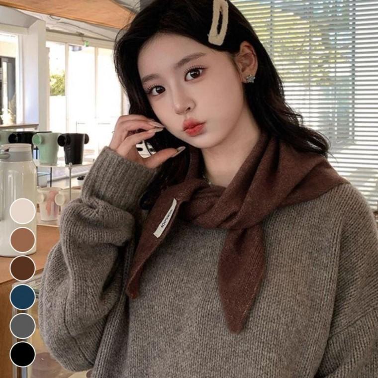 울 100 프로 삼각 쁘띠 스카프 목도리 머플러 니트 남녀 여성 가을 털목도리