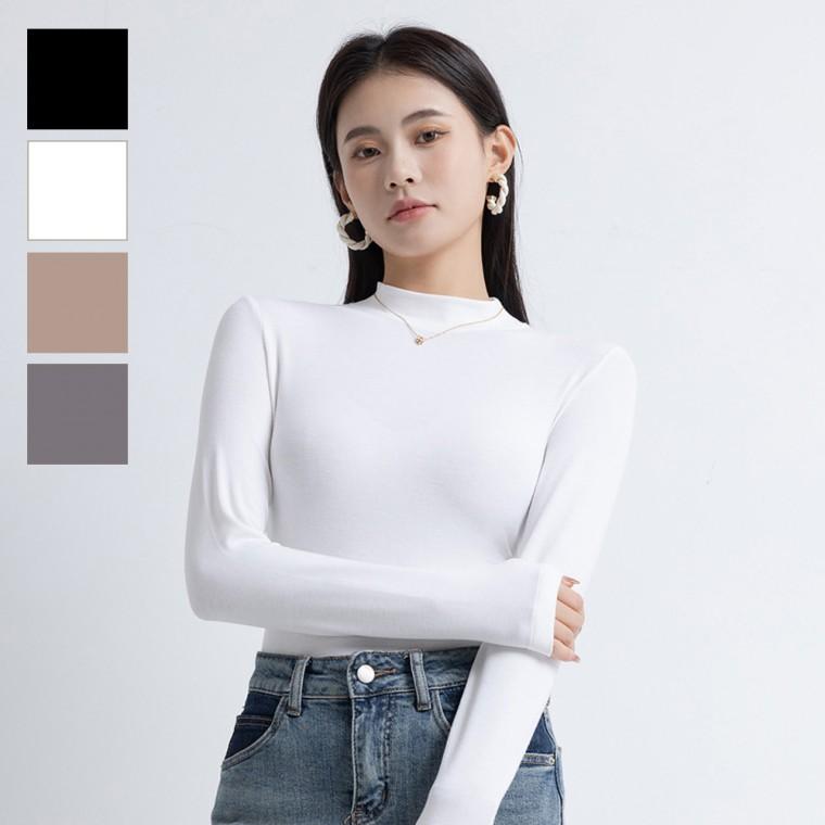 여성 이너티셔츠 봄 가을 스판 반목 데일리 긴팔 폴라티