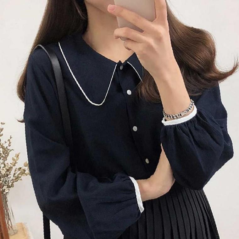 상견례블라우스 봄가을 출근룩 상견례 예쁜블라우스 여성 코디 긴팔 하객룩 카라 단정한 블라우스