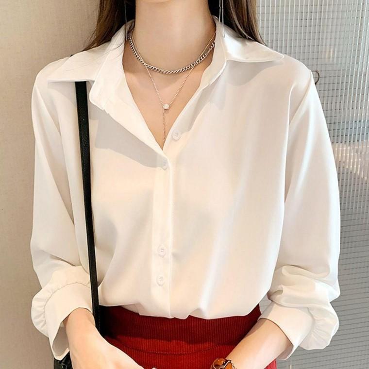 여성블라우스셔츠 기본 디자인 스러운 여성 여자와이셔츠 봄가을 블라우스 오피스룩 와이셔츠 쉬폰
