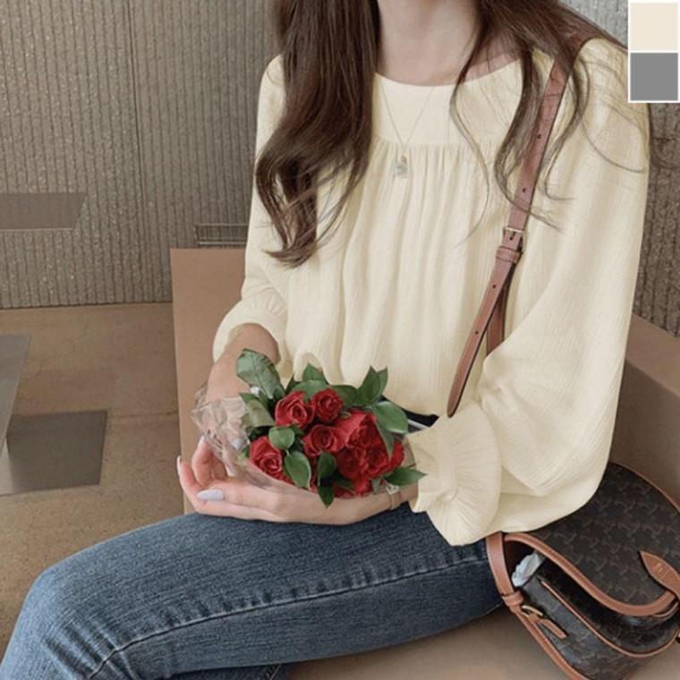 셔링블라우스 하객룩 셔링 스퀘어넥 예쁜 여성 데일리 스퀘어넥블라우스 봄가을 상의 데이트룩 블라우스