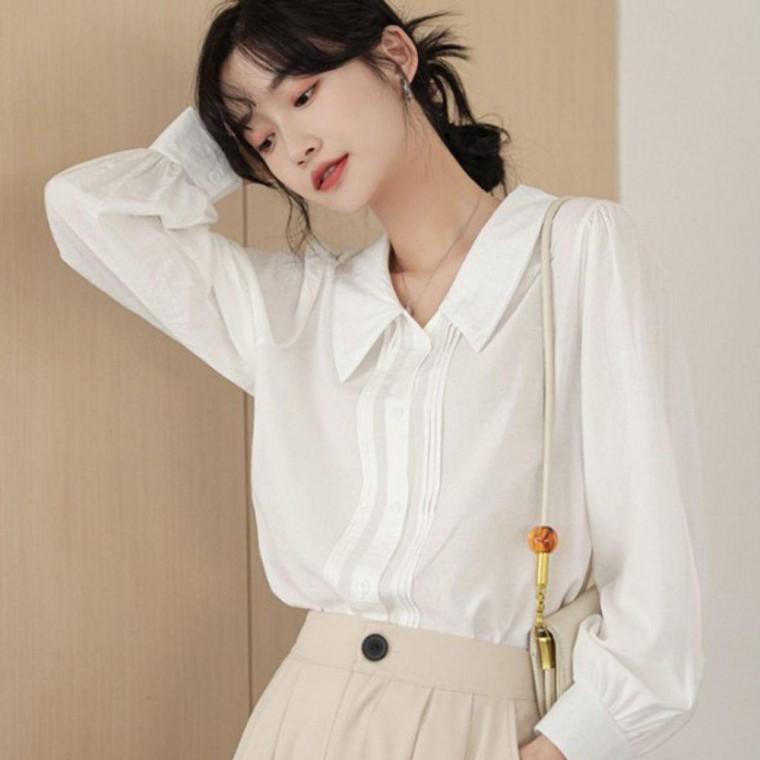 여성블라우스 블라우스 셔링 데이트 긴팔 여자블라우스 하늘하늘 봄가을 빅카라 하객룩 로맨틱 여성