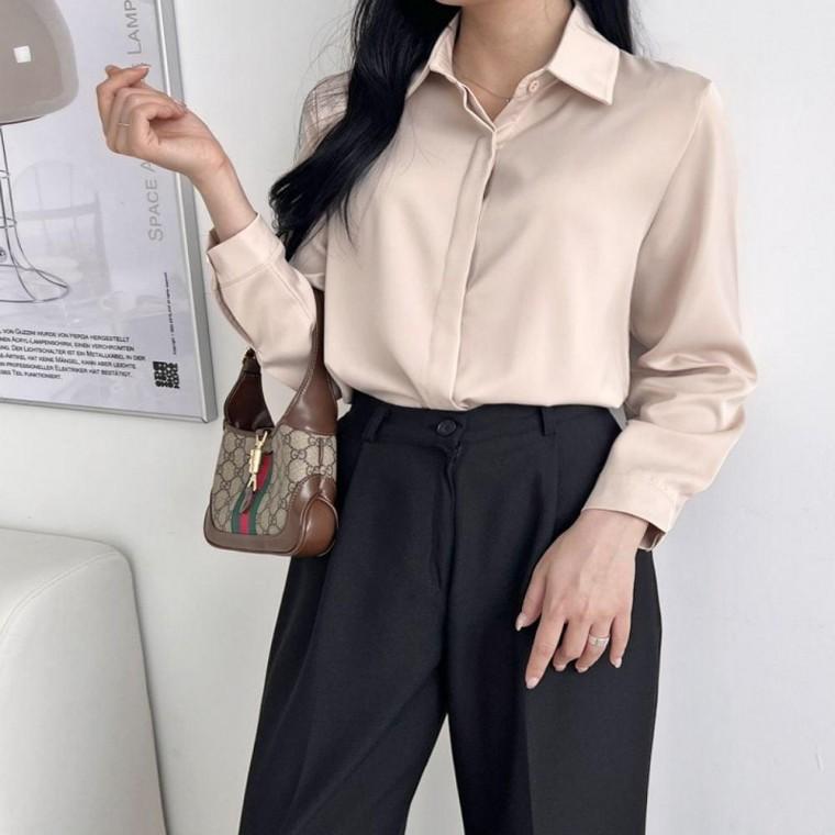블라우스 하객룩 3컬러 셔츠 우아한핏 여성 오피스룩 새틴 실키 봄가을