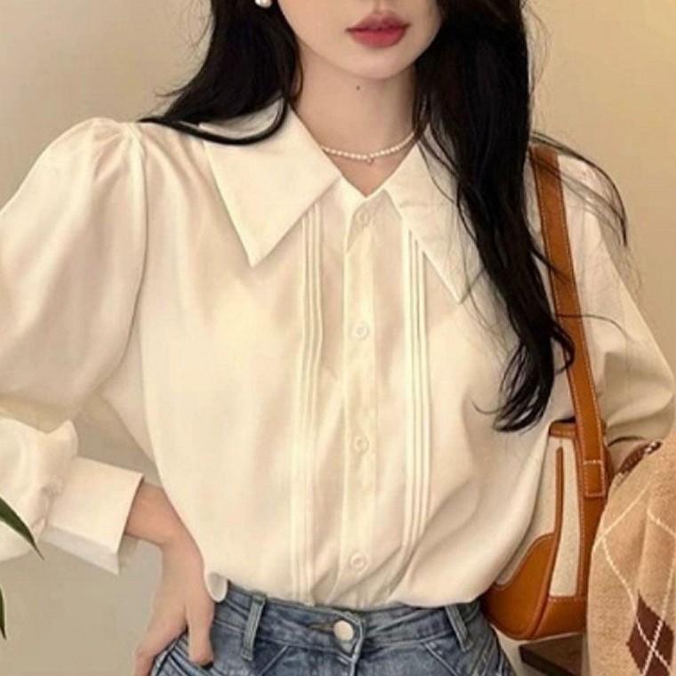 카라긴팔블라우스 여성오피스룩셔츠 셔츠 오피스룩 단정한 카라 긴팔 블라우스 여성 출근룩 봄가을 데일리