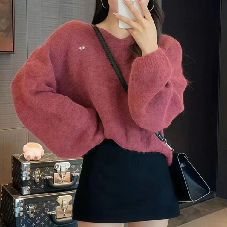 가을니트 여성 간절기 기본 예쁜 봄 니트 긴팔 티 로즈 여자봄니트티