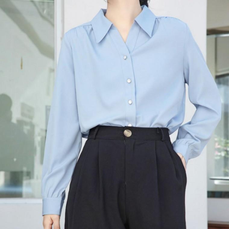 여성블라우스 여성 긴팔 기본 심플 여성남방 와이 데일리룩 셔츠 봄가을 긴팔셔츠 블라우스 카라넥