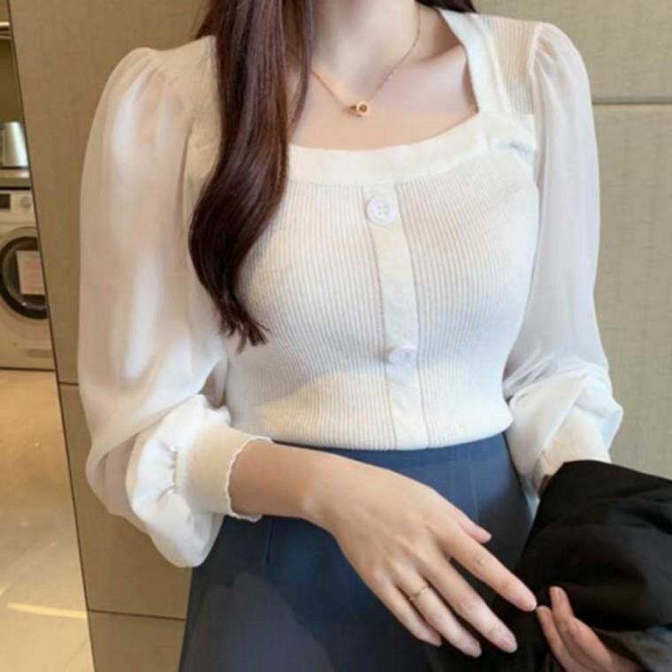 결혼식블라우스 쉬폰 긴팔 코디 봄가을 여성니트 니트 결혼식 여성 예쁜블라우스 블라우스맛집 하객룩 블라