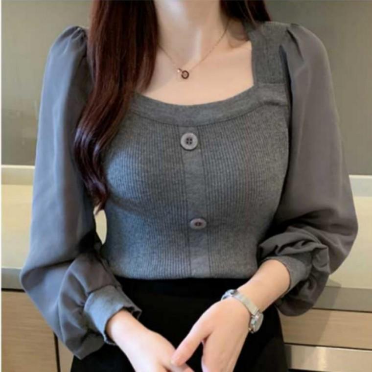흰색블라우스 미팅 여성블라우스 블라우스 소개팅 봄가을 니트 룩 흰색블라우스셔츠 쉬폰 여성쉬폰블라우스