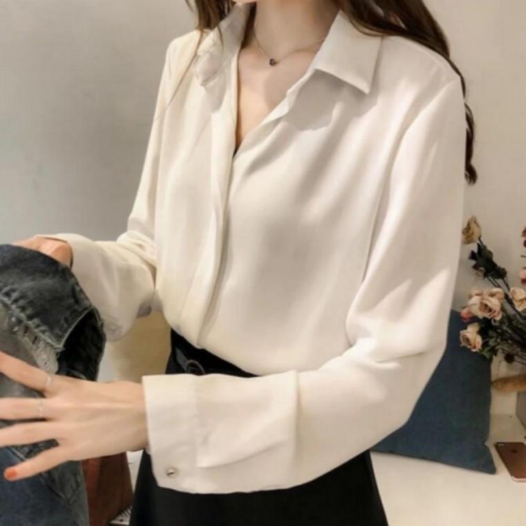 여성블라우스 카라블라우스 여유핏 블라우스 클래식 정장셔츠 여성블라우스셔츠 여성 심플 모던 봄가을 여