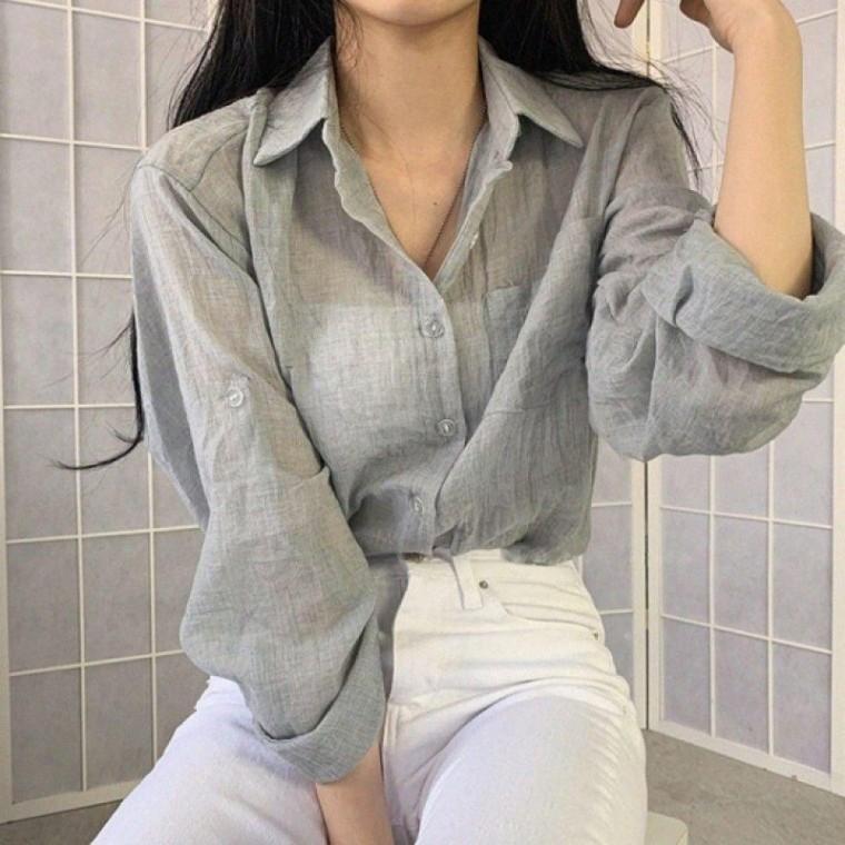 여성 여름 루즈핏 셔츠 블라우스 여름 간절기셔츠 봄셔츠 오버핏셔츠 여성 시스루셔츠 남방 가을셔츠