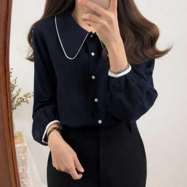 긴팔 봄가을 리본 상견례 단정한 하객룩 블라우스 카라 여성 원픽