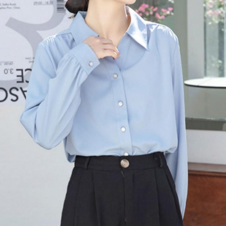 긴팔 봄가을 여자셔츠 여성셔츠 남방 와이셔츠 카라넥 블라우스 오피스룩 심플 데일리 여성 원픽