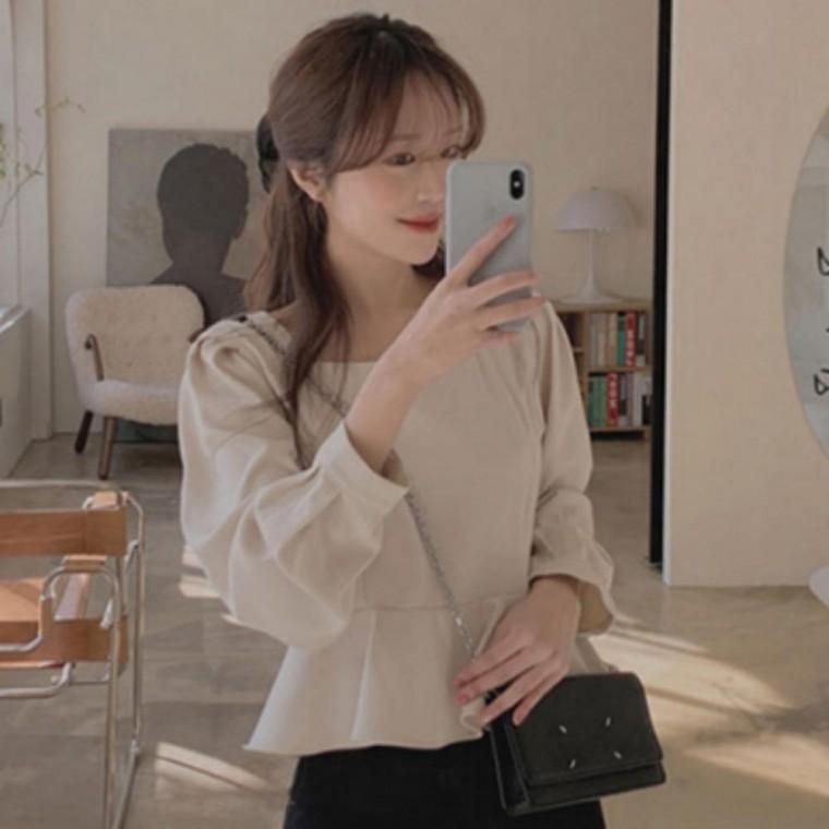 스퀘어넥 페미닌 간절기 봄가을 블라우스 레이스 여성 원픽