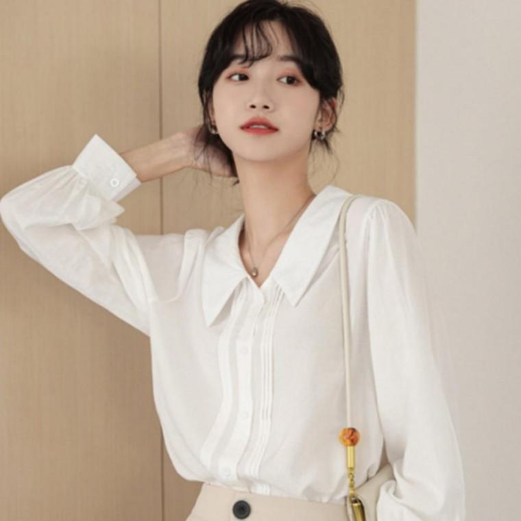 봄가을 출근룩 여성 블라우스 여리여리 빅카라 어깨셔링 원픽