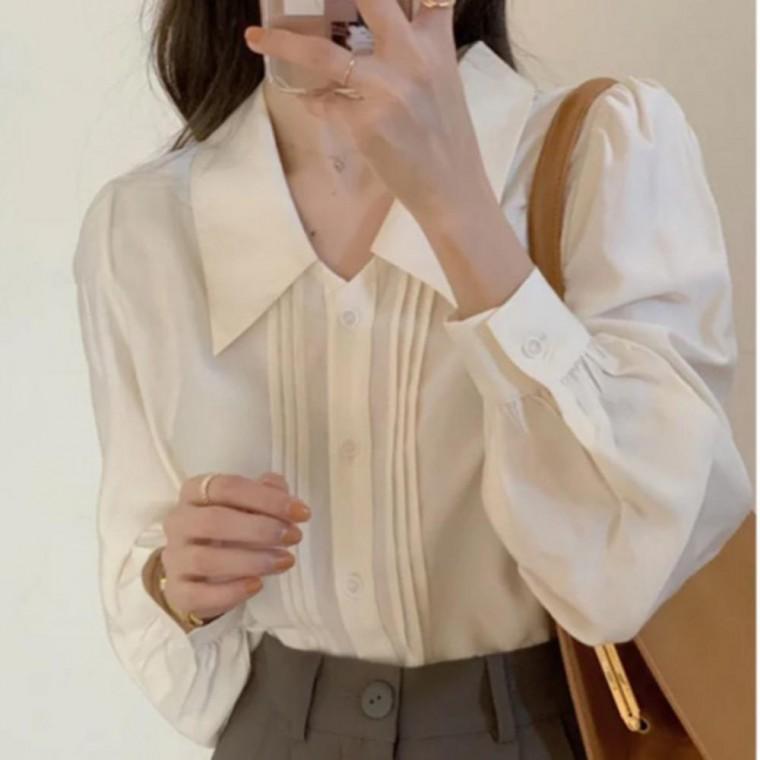 하늘하늘 하객룩 여자블라우스 빅카라 셔링 긴팔 로맨틱 여성블라우스 데이트 여성 봄가을 블라우스 원픽