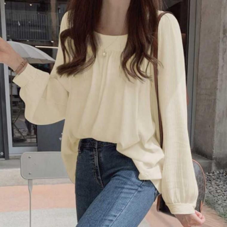 봄가을 셔링 데이트 스퀘어넥 블라우스 나들이룩 여성 예쁜 원픽