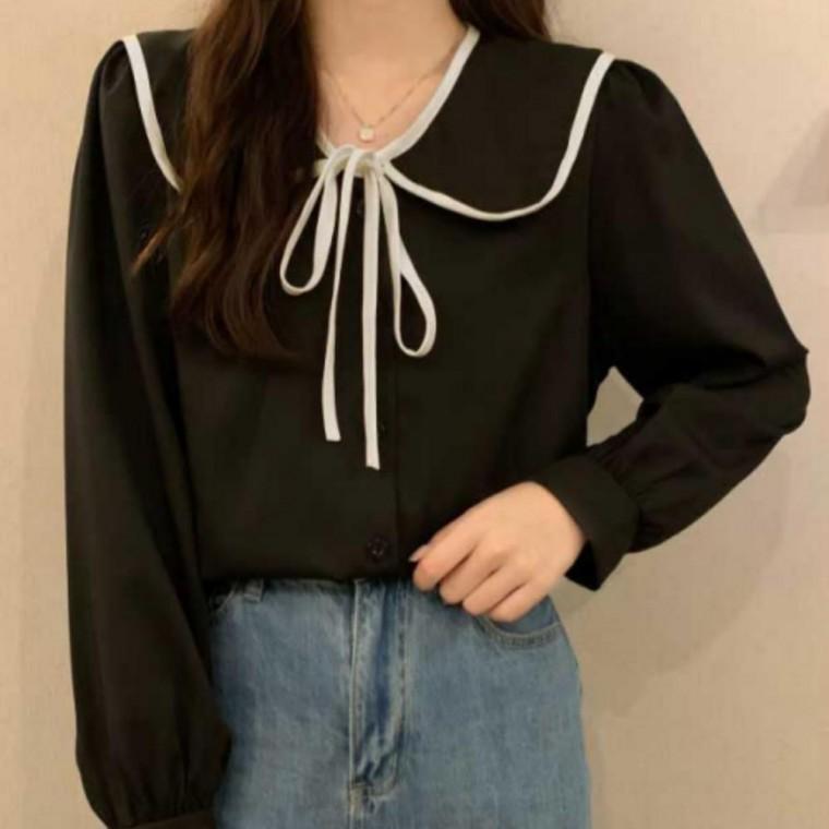 카라 리본 봄가을 블라우스 하객룩 단정한 긴팔 여성 상견례 원픽