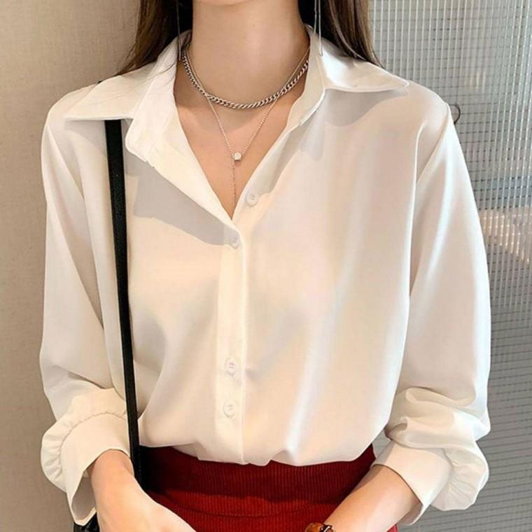 블라우스 봄가을 심플 정장 카라 기본 셔츠블라우스 카라블라우스 면접 셔츠 오피스룩 여성 베이직 원픽