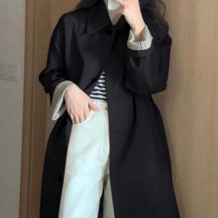 여성 가을 간절기 루즈핏 카라 롱 자켓 트렌치 코트