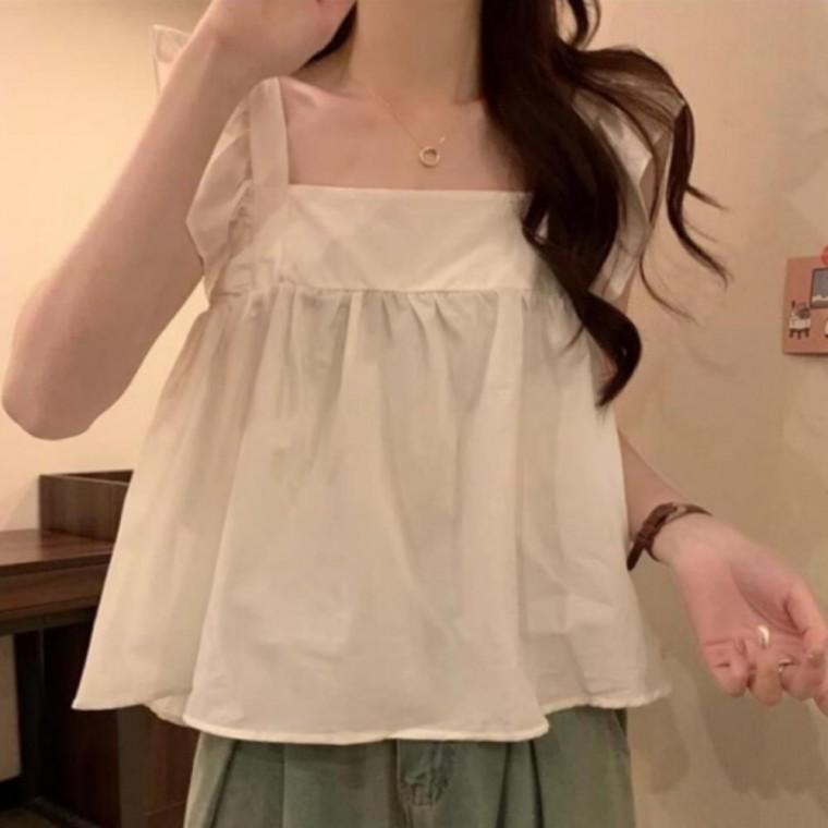 봄가을 리본 여성 로맨틱 하객룩 프릴 블라우스
