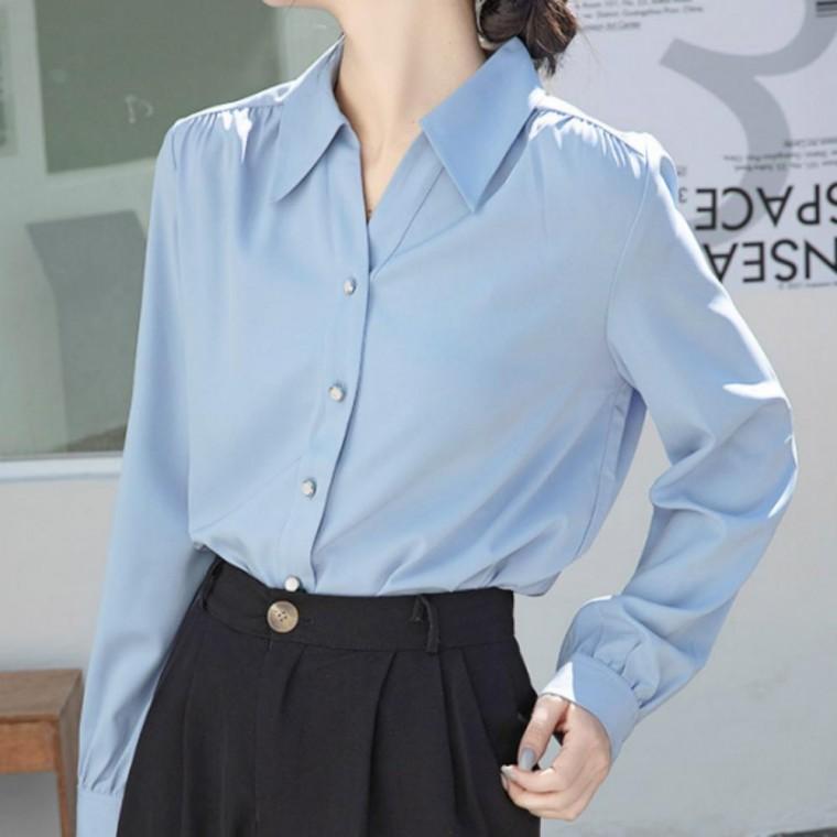 봄가을 여성 오피스 블라우스 남방 스트라이프 깔끔핏