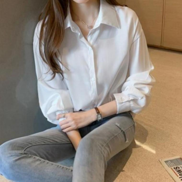 여성블라우스 루즈핏 기본데일리룩 블라우스 봄블라우스 남방 긴팔 카라 베이직 봄가을 데일리룩 셔츠 여성