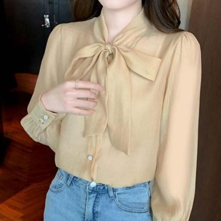 여성블라우스 쉬폰 블라우스 면접용 정장 긴팔 오피스룩 셔츠 면접용블라우스 하객룩 여성 가을블라우스 기