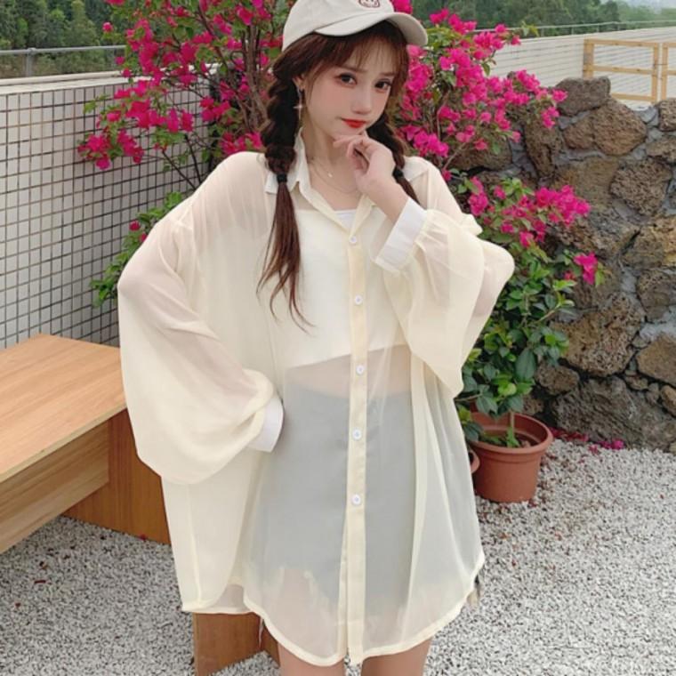 여성블라우스 오피스룩 간절기 시스루 기본데일리룩 여성 쉬폰 여자와이셔츠 빅사이즈 봄가을 블라우스 셔