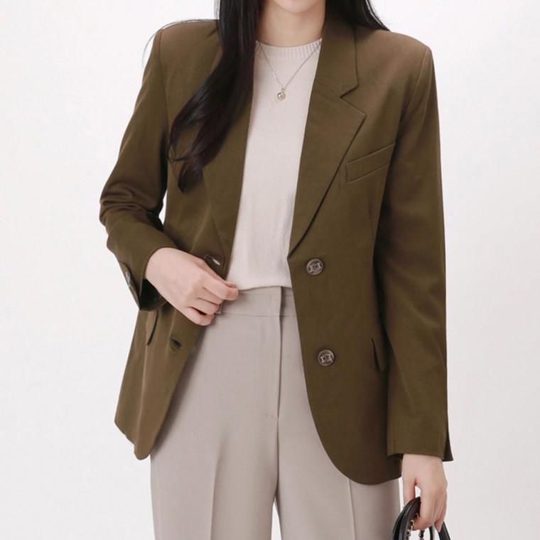 여성 세미오버핏 울 블렌드 자켓 봄가을 간절기 하객룩 오피스룩