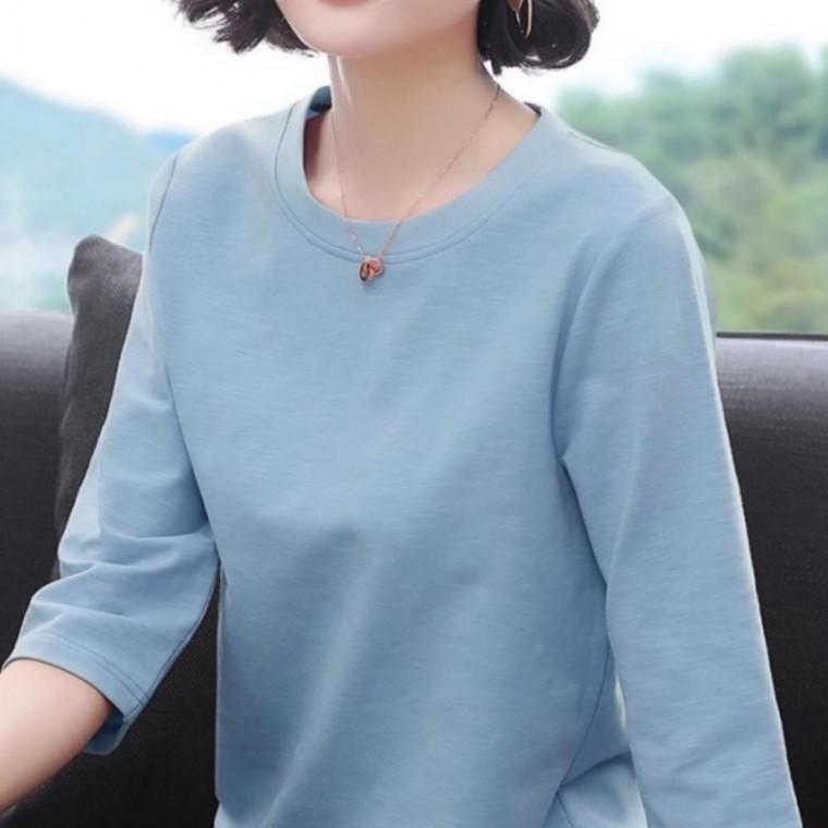 여성 봄 가을 간절기 7부소매 긴팔 슬리브 티셔츠