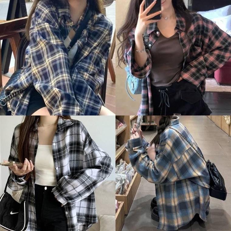 체크루즈핏셔츠 체크남방 여자남방 가을 오버핏셔츠