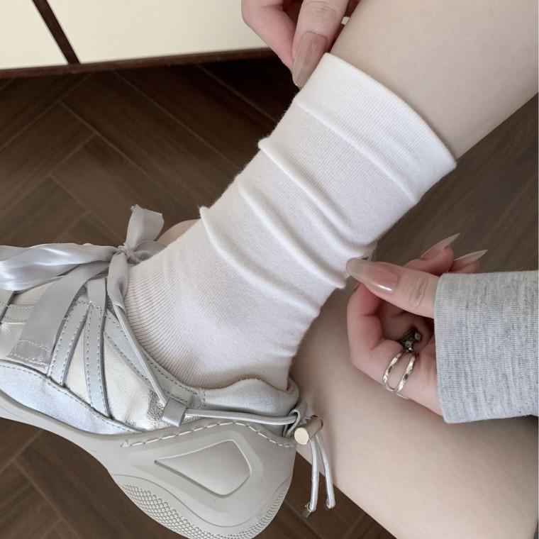 순면 소나무 양말 봄과 가을 중장 양말 어린이 여름 땀 흡수성 스타킹 화이