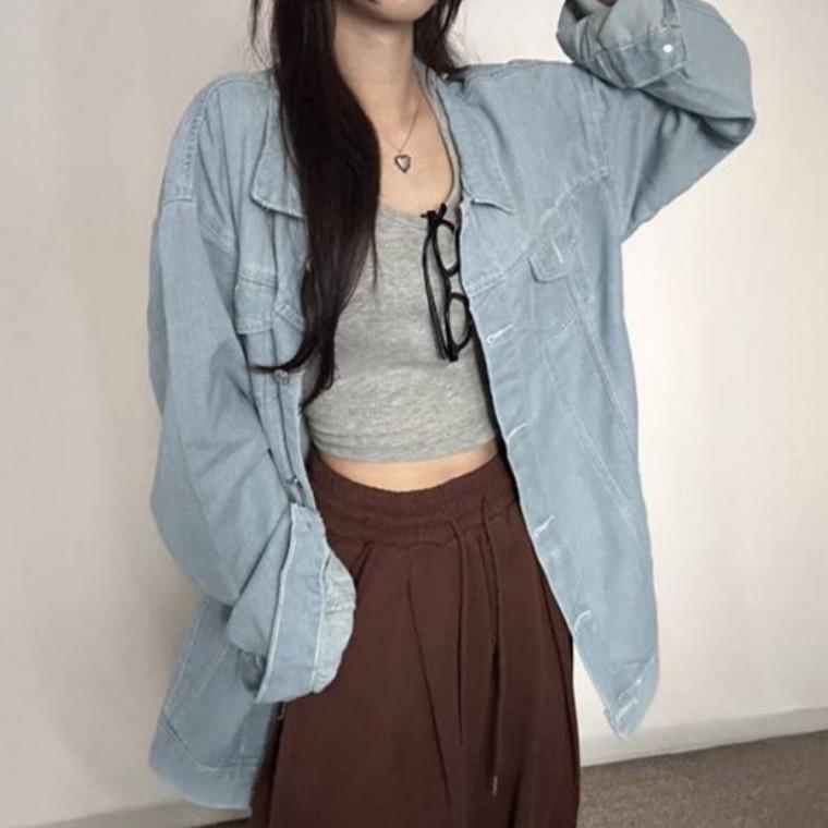 패션 오버핏 여성 데님 자켓 데일리 인기 청자켓 가을 아우터