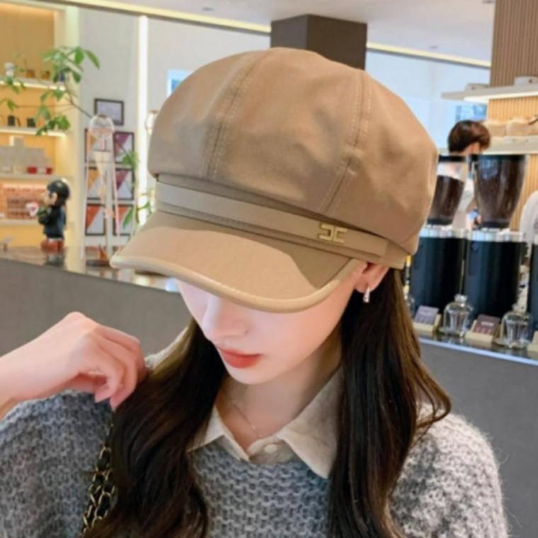 레더벨트 여성 모직 챙모자 패션 가을 겨울 빵모자 장식 뉴스보이캡 멜톤 팔각모