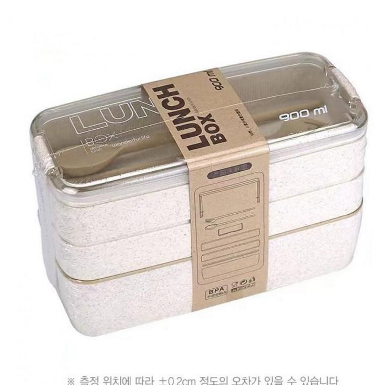 전자레인지 가능 3단 도시락통 숟가락 포함 런치박스 직장인 도시락 학생 소풍 냉장고