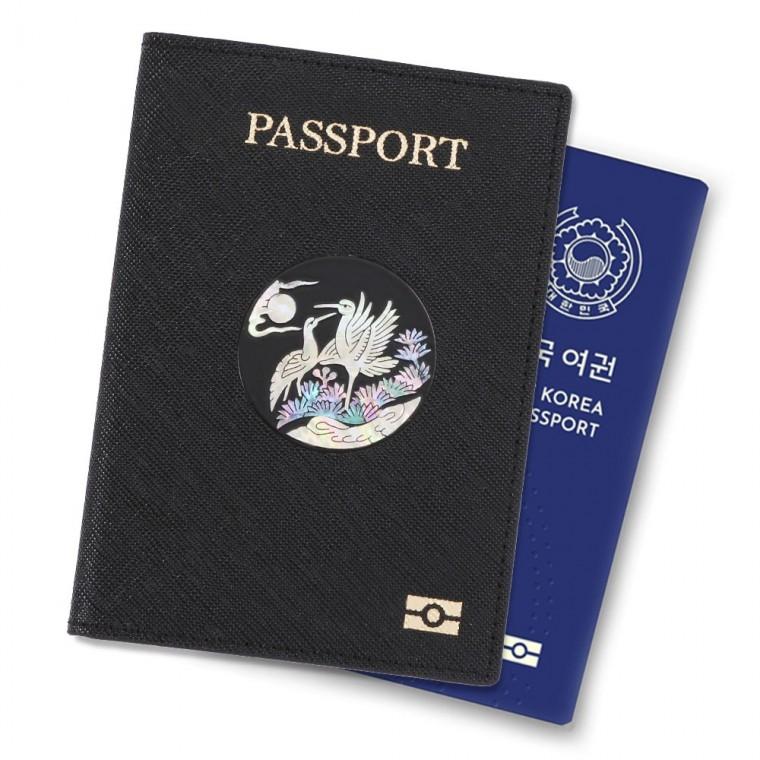 송학 나전 사피아노 소가죽 여권지갑 해킹방지 카드 유심 보관 여권케이스