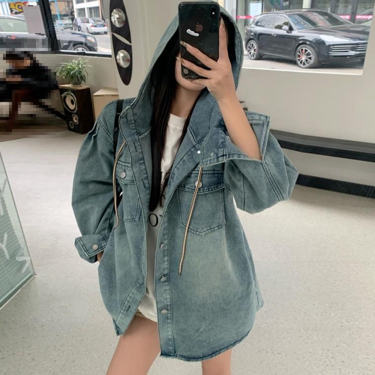 G126974 루즈핏 후드 청자켓 데님셔츠 야상