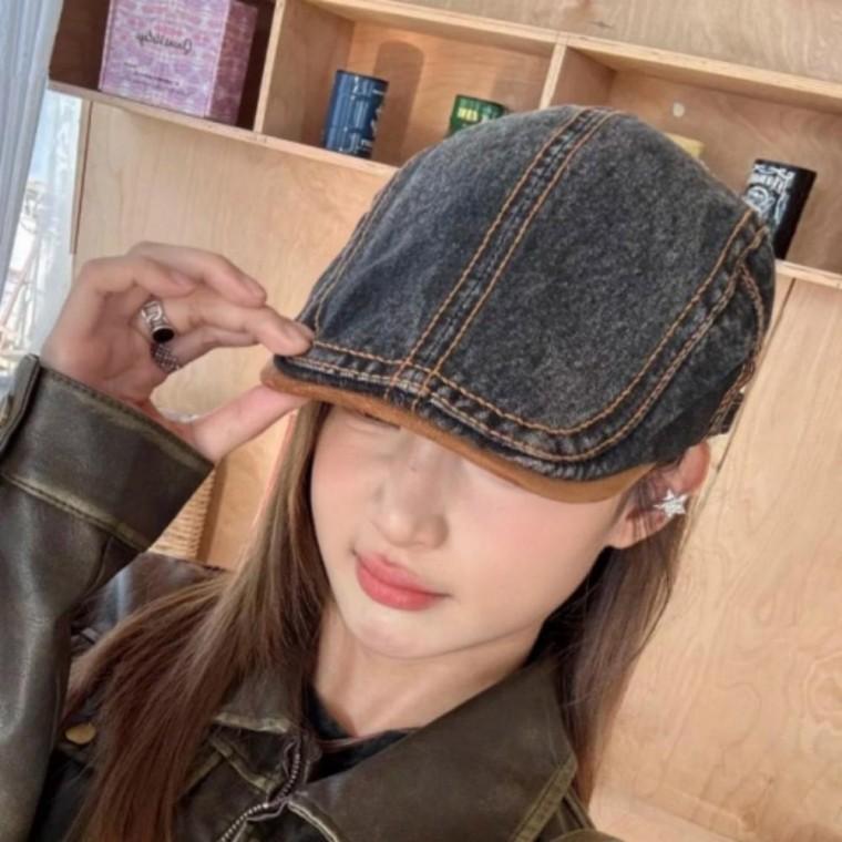 헌팅캡 모자 캐주얼 여성 데님 패션 포인트