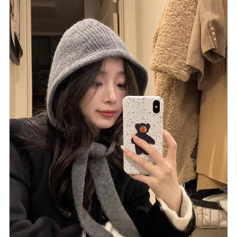 모자 머플러 일체형 보넷형 끈모자