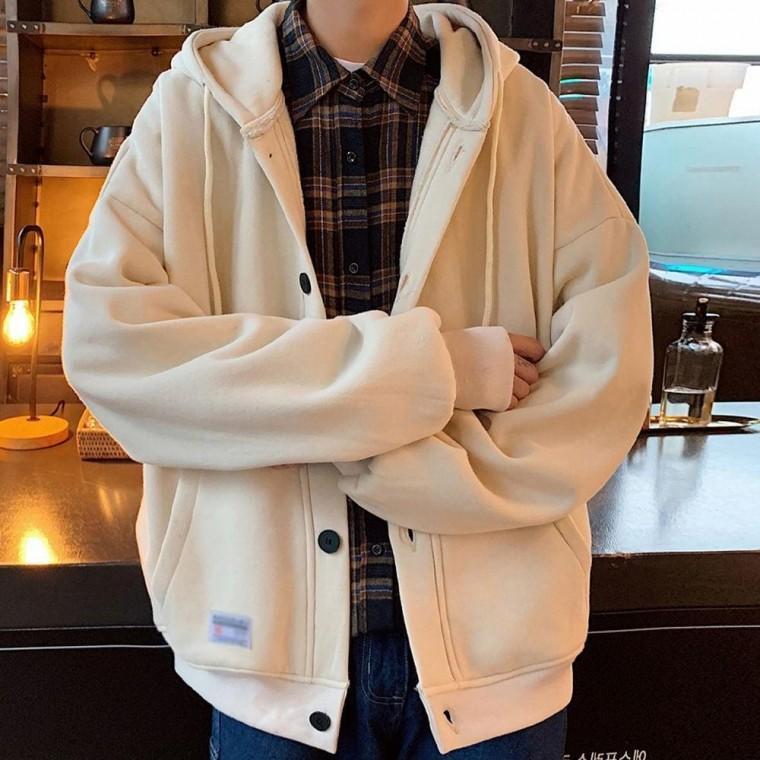 남성 남자 후드 기모 단추 방한 여울 간절기 점퍼 안감 여자 숏 봄잠바
