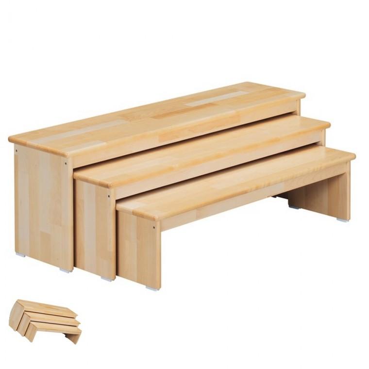 원목 삼단 의자 1개 소 가로 930mm 어린이집가구 원목벤치의자 어린이집의자 유치원가구 어린이원목의자