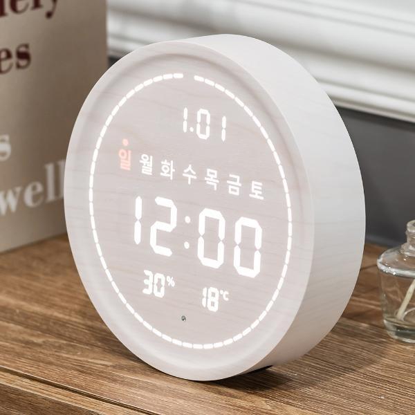 플라이토 와이파이 필링 원형 LED 탁상시계 화이트