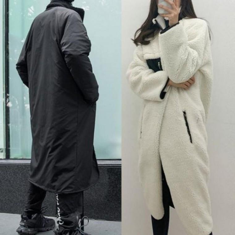 캐주얼 플리스 패션 후리스 겨울 롱 양면 남녀공용 리버시블