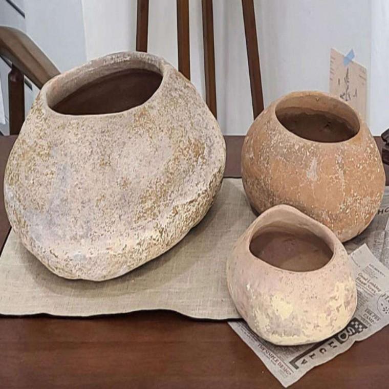 토분 스톤팟 33x25x18 원형화분 빈티지화분 다육이화분 식당화분 현관화분
