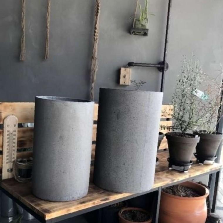 시멘트 화분 원통형x2 21x35x27x40cm 그레이 빈티지화분 분배화분 식물화분 플라워화분 흙화분