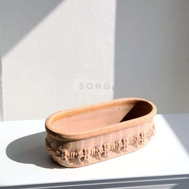 수제토분 28x12x8cm 화분토분 긴화분 수제화분 유럽화분 흑토분
