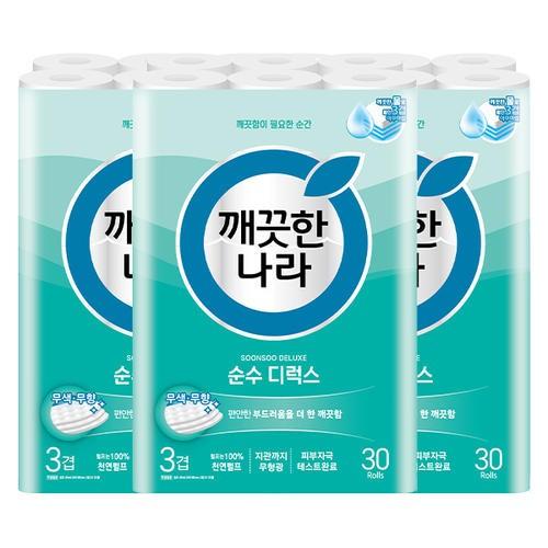 깨끗한나라 순수 디럭스 30m 30롤 3개