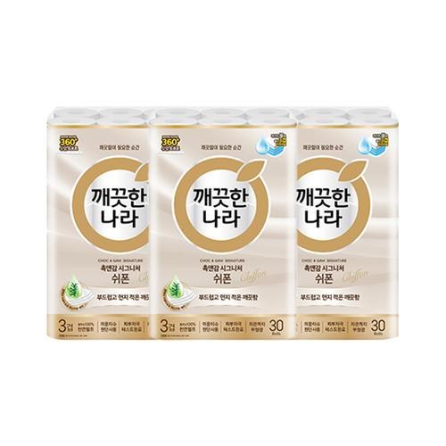 깨끗한나라 촉앤감 시그니처 쉬폰 27m 30롤 3개