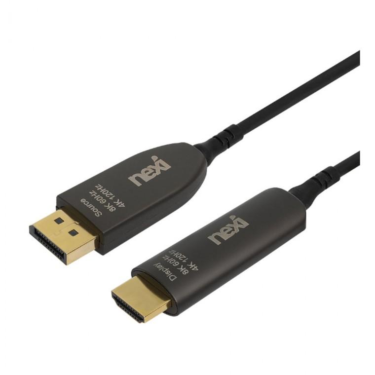 8K 4K HDMI2.1 to DP1.4 하이브리드 광케이블 20M 고화질 미러링 or 듀얼화면지원 노트북 PC 컴퓨터 48GBPS
