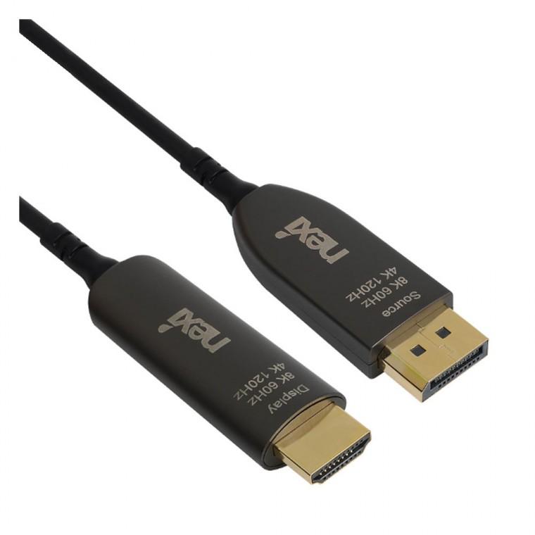 8K 4K HDMI2.1 to DP1.4 하이브리드 광케이블 15M 고화질 미러링 or 듀얼화면지원 노트북 PC 컴퓨터 48GBPS